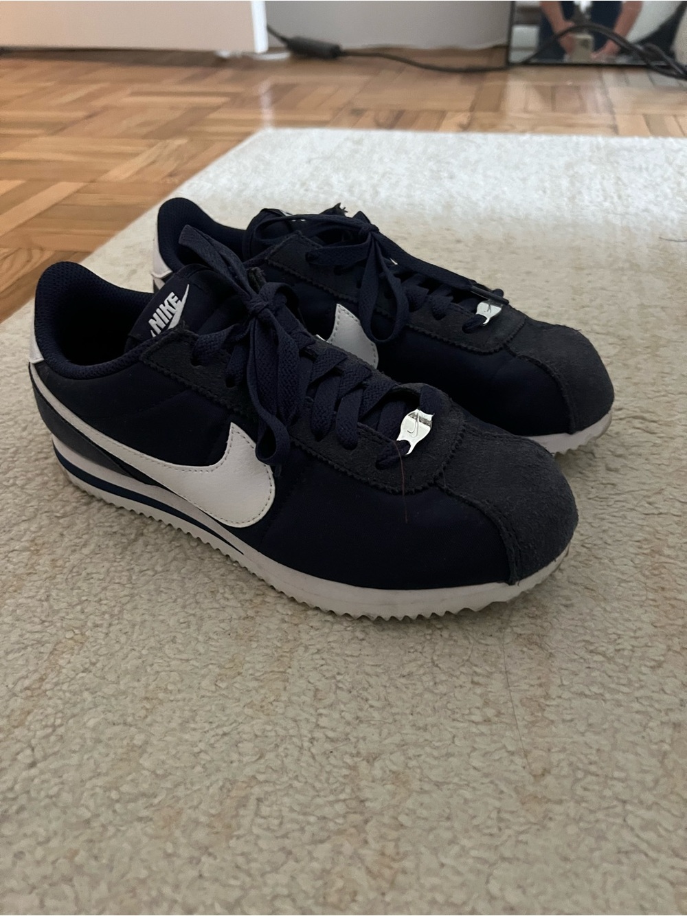 Nike Navy and White Classic Cortez Low-Top Sneakers